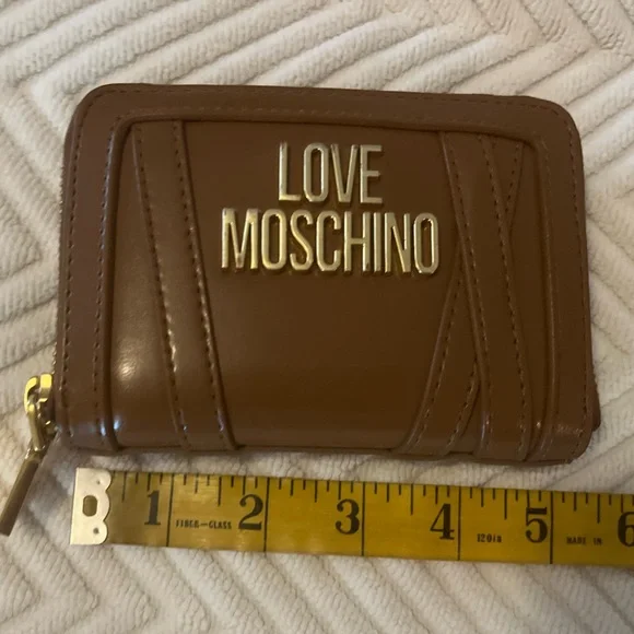 Love Moschino Brown Cognac Tan Zippered Wallet with Gold Logo Hardware & Details - Picture 8 of 9
